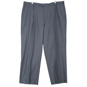 Caravelli Mens Gray Pleated Wool Blend Dress Pants Italy 48 x 29